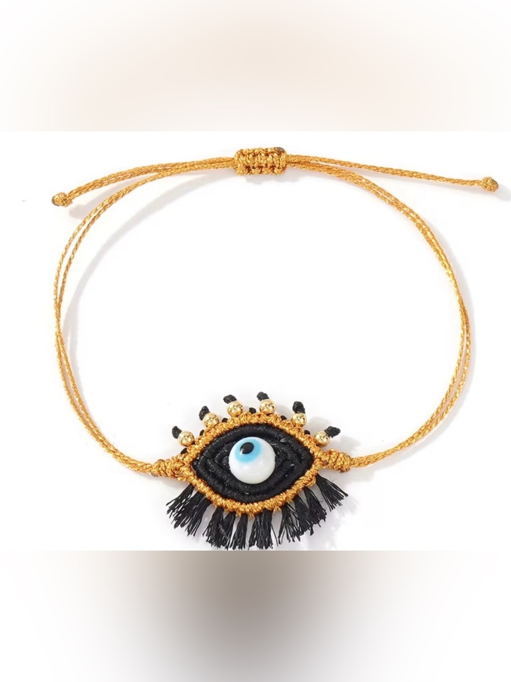 Gold and Black Evil Eye Adjustable Bracelet